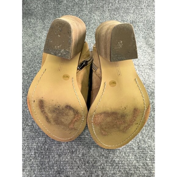 Vince Camuto Shoes Women's 7M Tan Kicetta Suede Peep Toe Open Heel Bootie - Picture 4 of 16